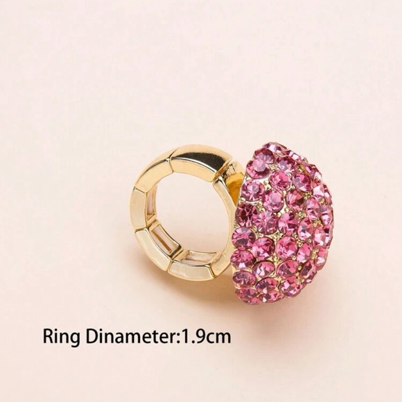 Pink Rhinestone Flower Decor Ring - Picture 3 of 5